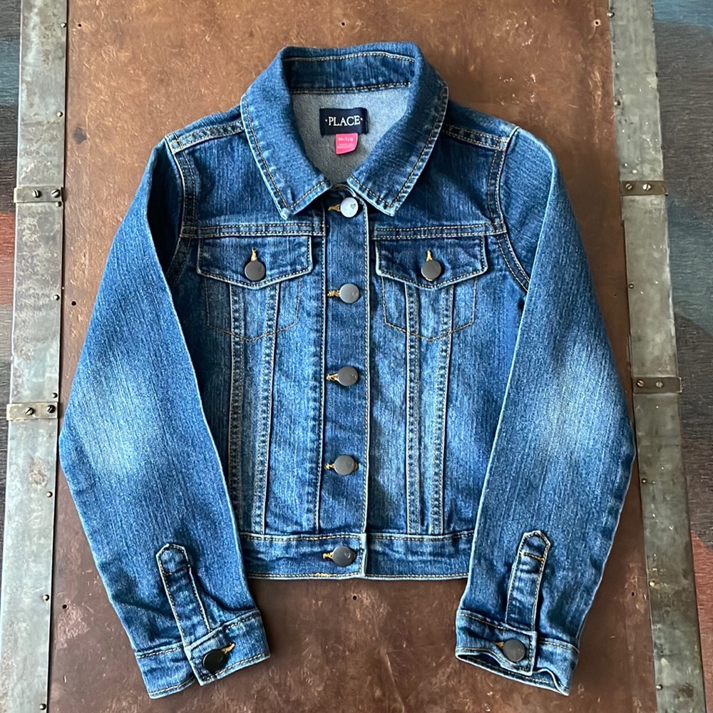 Childrens Place Denim Jacket, girls medium 7-8
